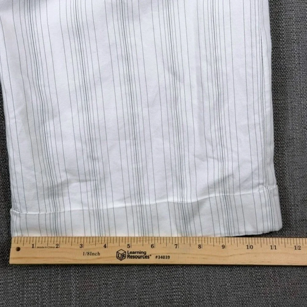 Ann Taylor Womens 16 White Pinstripe Wide Leg Dress Pants Cotton Rayon 139952